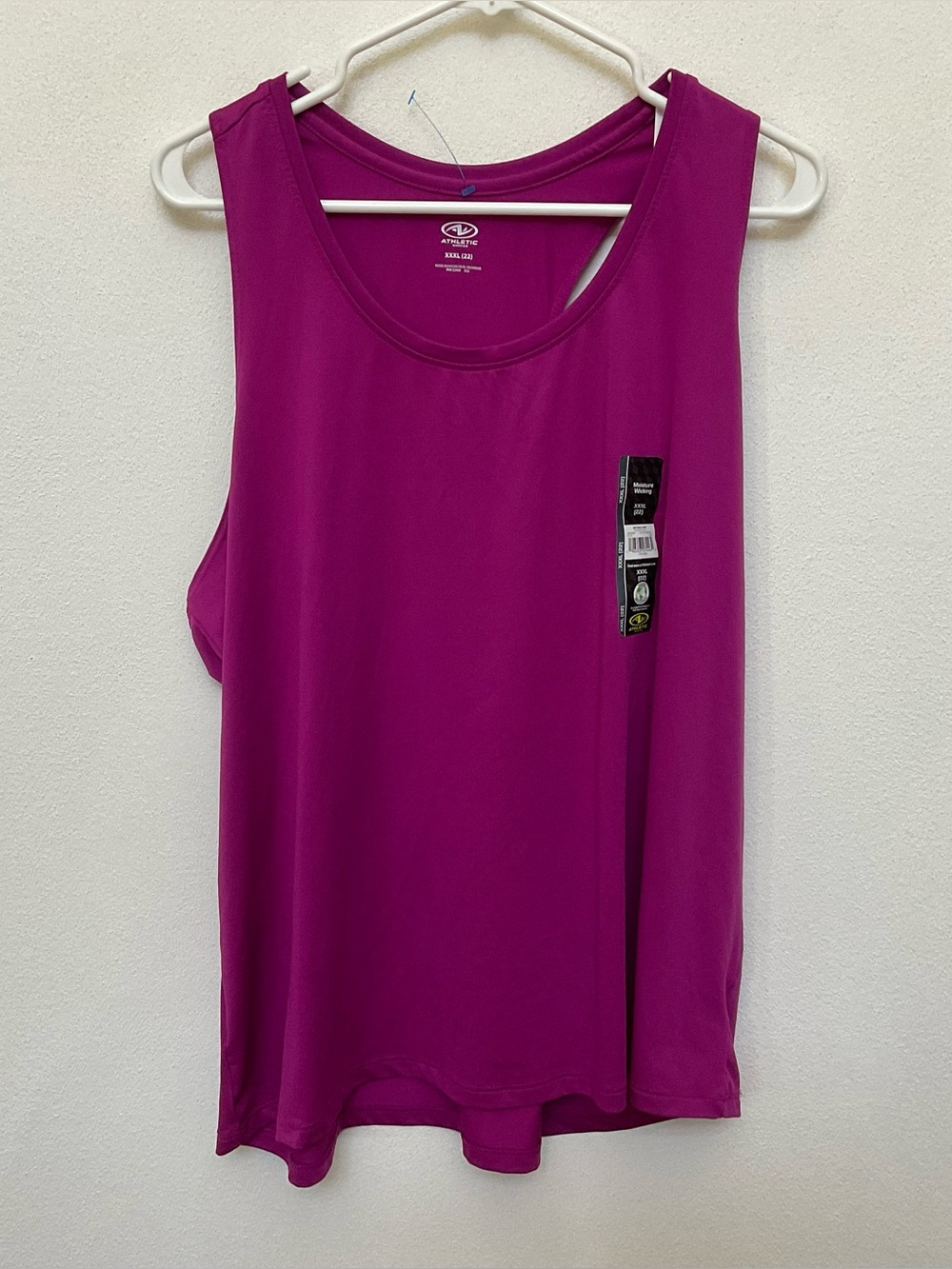 NWT Athletic Works Mositure Wicking Magenta Workout Tank Top Size XXXL 22